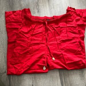 Ashro Red Pants 100% rayon lightweight summer spring vacation